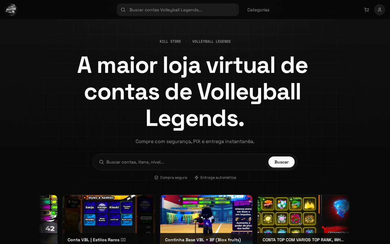 Prévia do site Kill Store