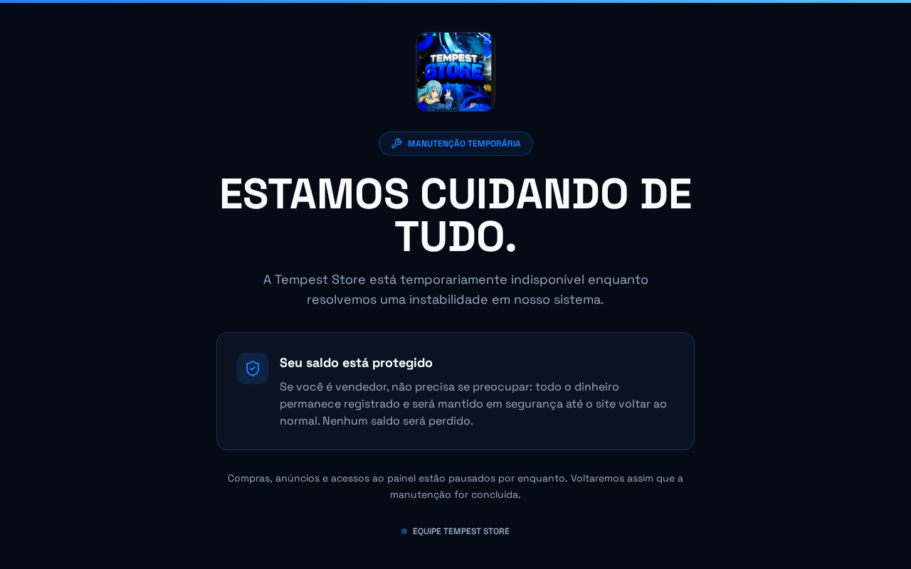 Prévia do site Tempest Store