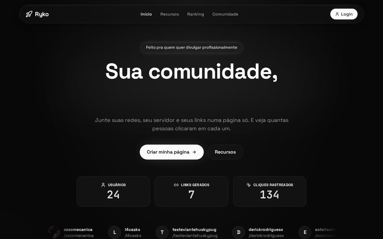 Prévia do site Ryko